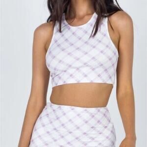 Princess Polly Purple Plaid Crop Top